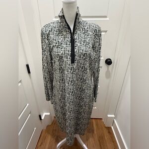 J. McLaughlin. Bedford Dress in Geometric Sketch Print. Black & White. Size XL.